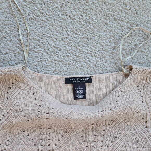 Ann Taylor Wool Cashmere Pointelle Sweater - Picture 5 of 8